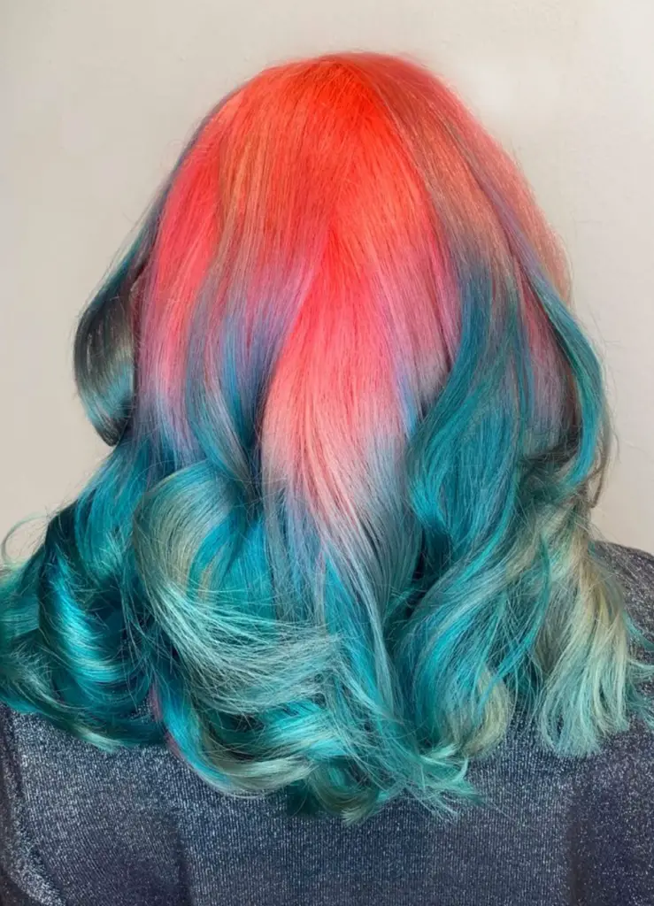 Coral and Aqua Holographic Mullet